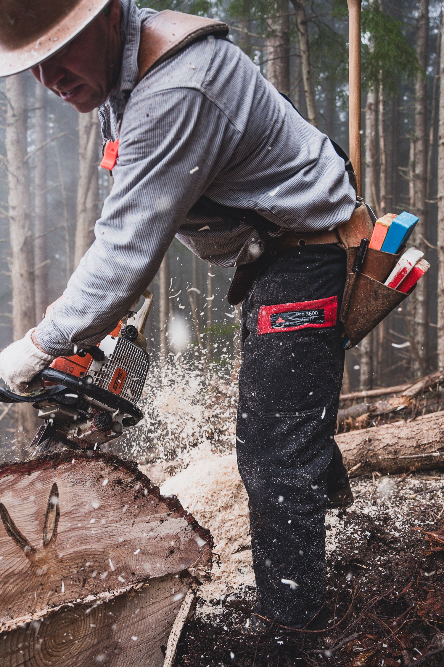WCS x Rain Gear Pro Saw Pant worn on the job