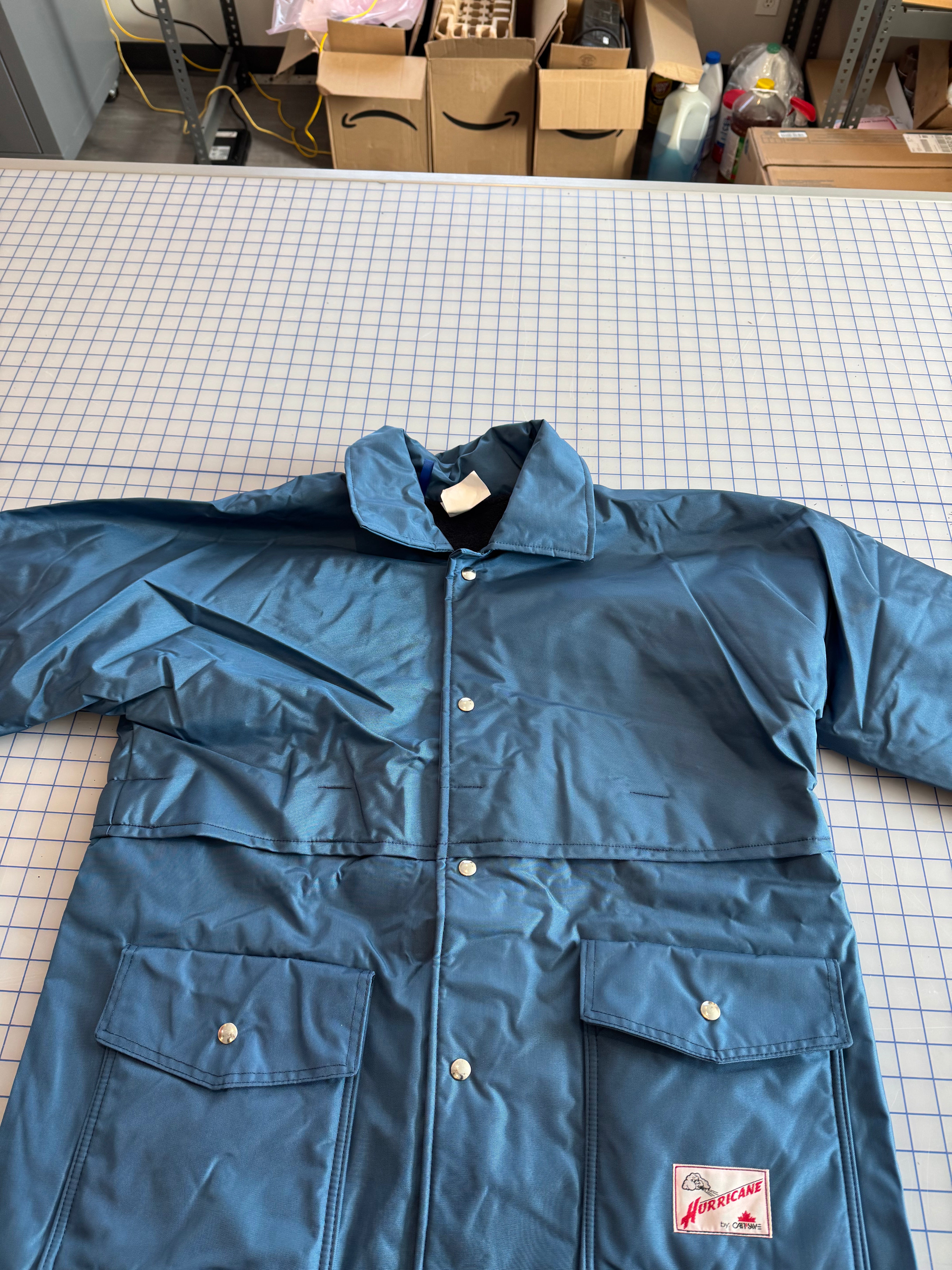SOLID BLUE Lined Waterproof Hurricane Rain Jacket