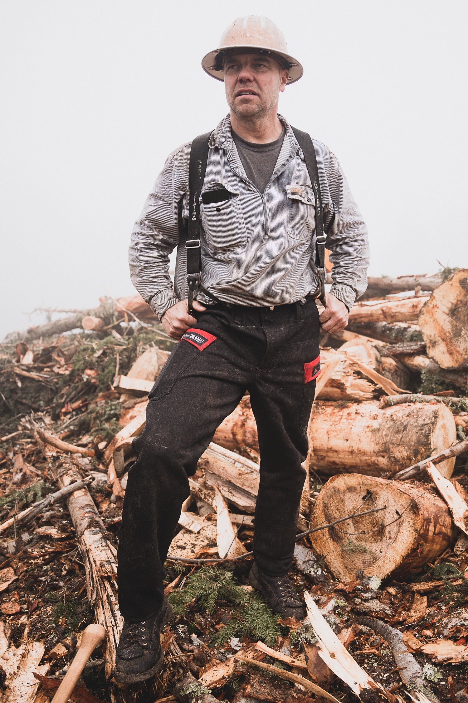 WCS x Rain Gear Pro Saw Pant, side view showing cargo pocket